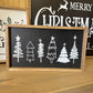 Black and white christmas tree doodle decor christmas wood sign