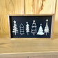 Black and white christmas tree doodle decor christmas wood sign