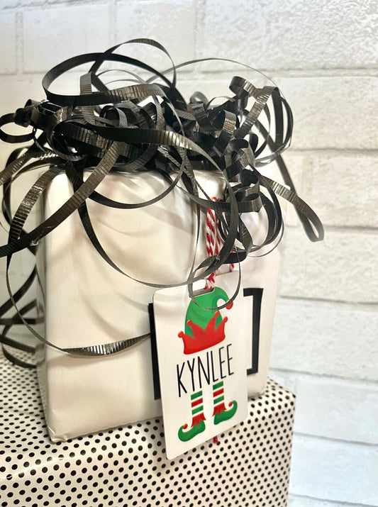 Personalized Custom Stocking Tags or Christmas gift tags Elf Acrylic Passes