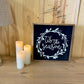 tis the season Christmas Wreathe Black Background wood sign