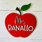 Red Apple Personalized 3D Teacher Name Cut Out Sign