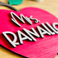 Red Apple Personalized 3D Teacher Name Cut Out Sign