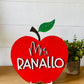 Red Apple Personalized 3D Teacher Name Cut Out Sign