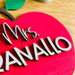 Red Apple Personalized 3D Teacher Name Cut Out Sign