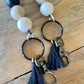 Highland Fluffy Cow Silicone Teacher Nurse Keychain Lanyard Farmhouse Bead Tassel