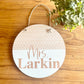 Colorful Teacher Pattern Name Sign; wood Round sign