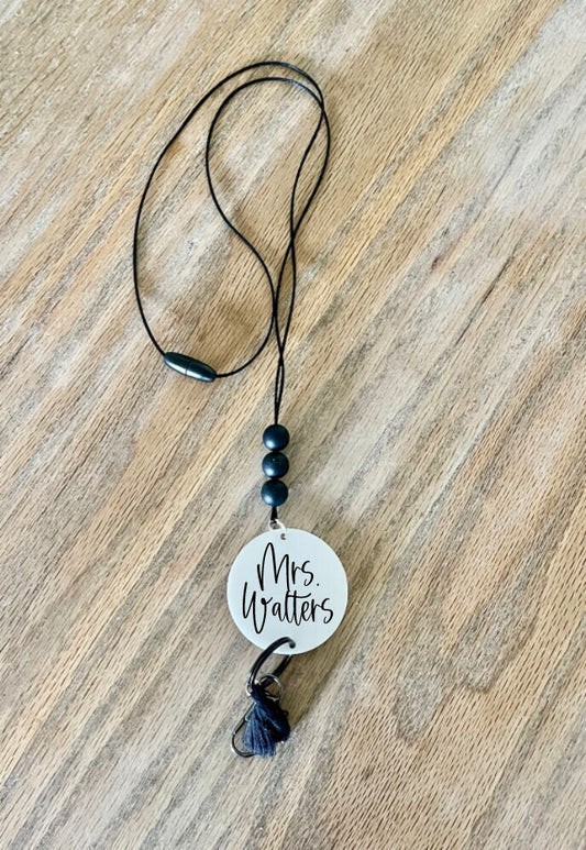 black neutral silicone beads Teacher Nurse Keychain Lanyard Farmhouse Bead Tassel acrylic