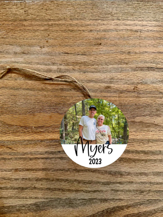 Your Family Photo Customized Last Name 2023 Acrylic Ornament; Holiday; Christmas tree 5