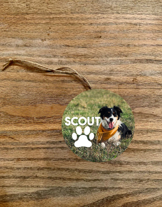 Your pet Photo Customized Name paw print 2023 Acrylic Ornament; Holiday; Christmas tree 2