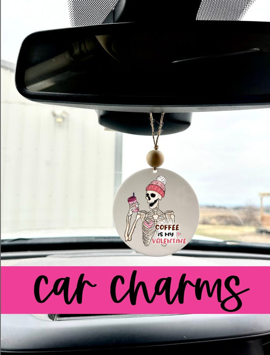 skeleton coffee is my valentine Valentine's Day Car Charm car accessory