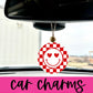 Retro heart smiley checker board Valentine's Day Car Charm vintage car accessory