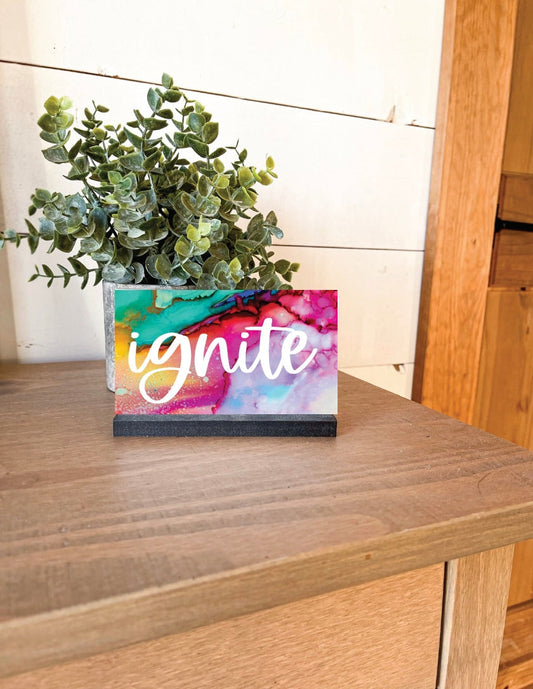 2024 bight watercolor Word On Wood; Shelf Sitter Removable Sign; Replaceable Sign; One Word; One Little Word; Word for year; RESOLUTION 2