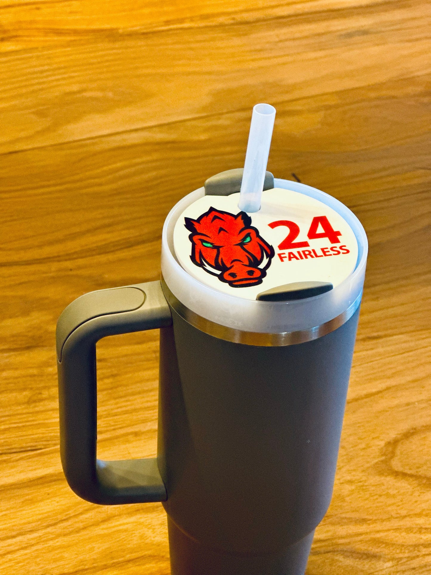Custom Sports Team Football Mascot personalized Tumbler Lid Name Tag 20/30oz or 40 oz Tumbler Name Topper Tumbler Acrylic mug circle