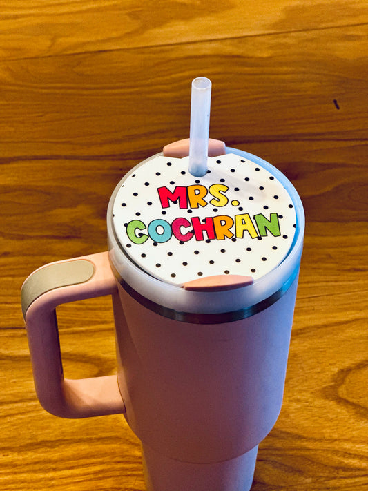 Custom Family Your Photo personalized Tumbler Lid Name Tag 20/30oz or 40 oz insulated Tumbler Name Topper Tumbler Acrylic mug circle