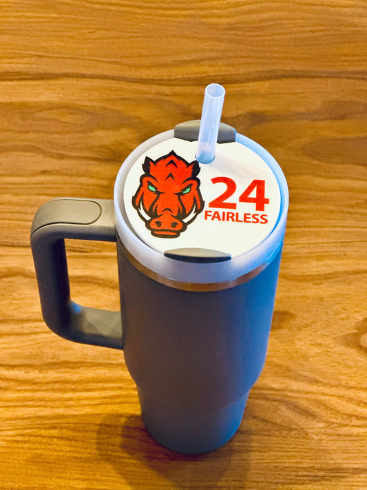 Custom Sports Team Football Mascot personalized Tumbler Lid Name Tag 20/30oz or 40 oz Tumbler Name Topper Tumbler Acrylic mug circle