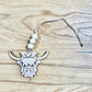 highland cow 3d cut out wooden bead car charm accessory